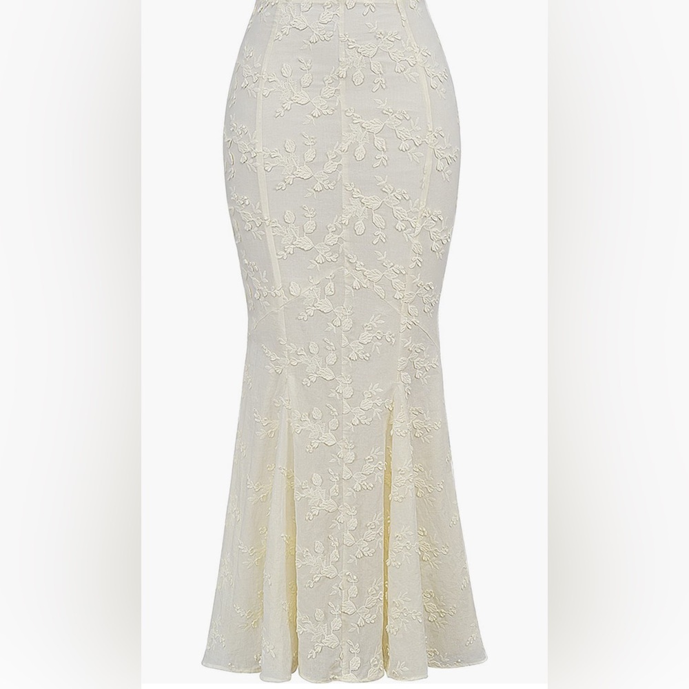 House of CB Cream Floral Maxi Skirt